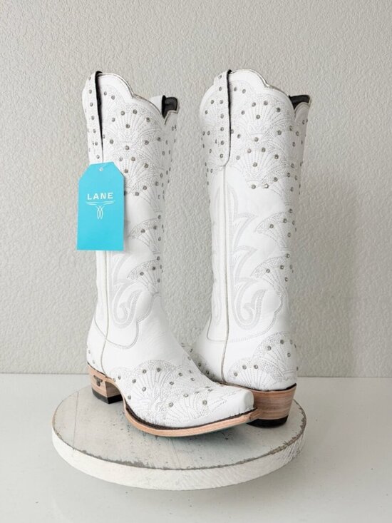 Lane boots Shoes - Lane Boots Calypso White Snip Toe Tall Cowboy Boots Western Cowgirl Size 8.5